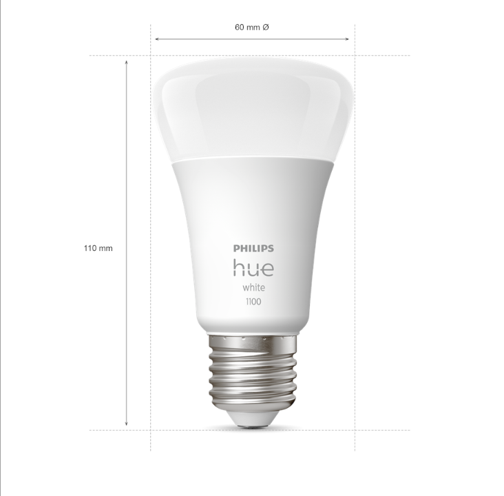 Philips Hue White A60 E27 1100 Lumen - Starter package with 2 light sources