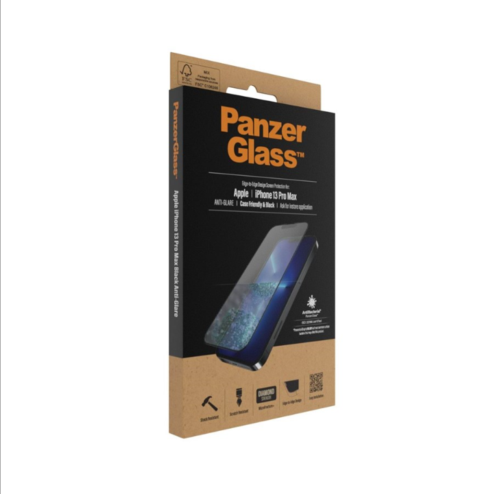 PanzerGlass Apple iPhone 13 Pro Max Case Friendly Anti-Glare AntiBacterial - Black