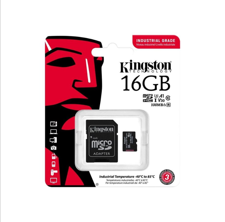 Kingston Industrial microSD/SD - 100MB/s - 16GB