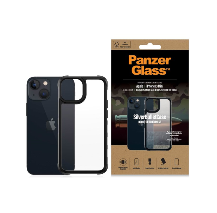 PanzerGlass Apple iPhone 13 mini 抗菌大容量透明保护壳 - 黑色