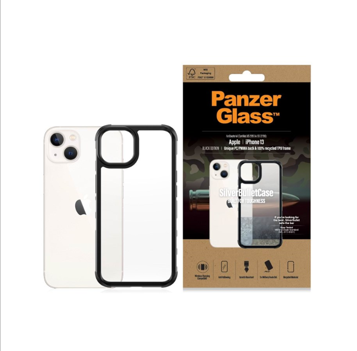 PanzerGlass Apple iPhone 13 / 13 Pro 抗菌大容量透明保护壳 - 黑色