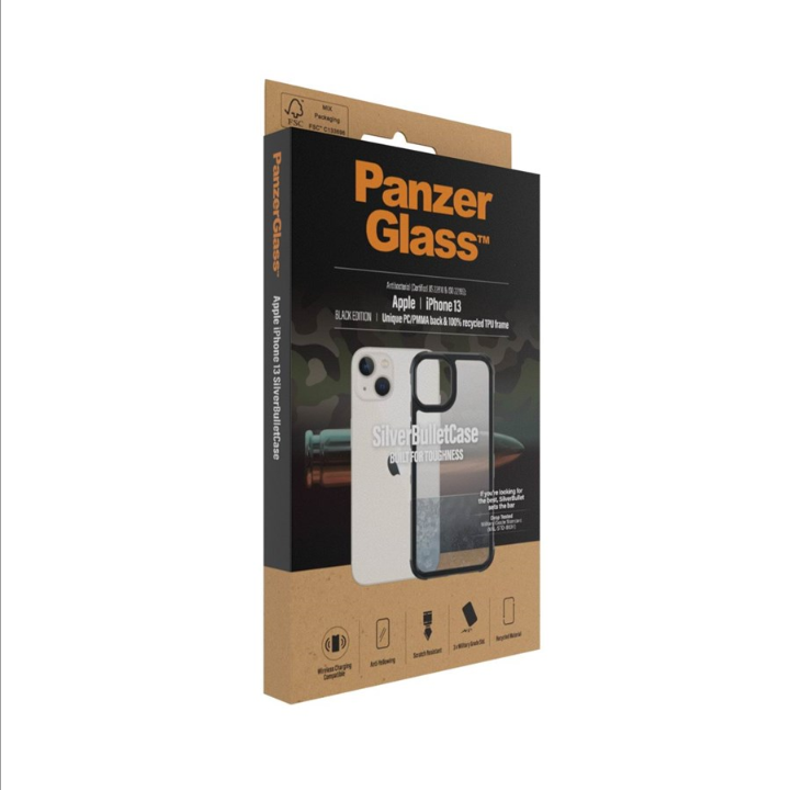 PanzerGlass Apple iPhone 13 / 13 Pro 抗菌大容量透明保护壳 - 黑色