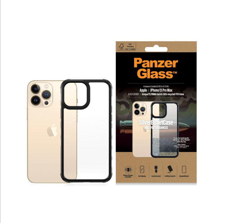 PanzerGlass Apple iPhone 13 Pro Max 抗菌大容量透明保护壳 - 黑色