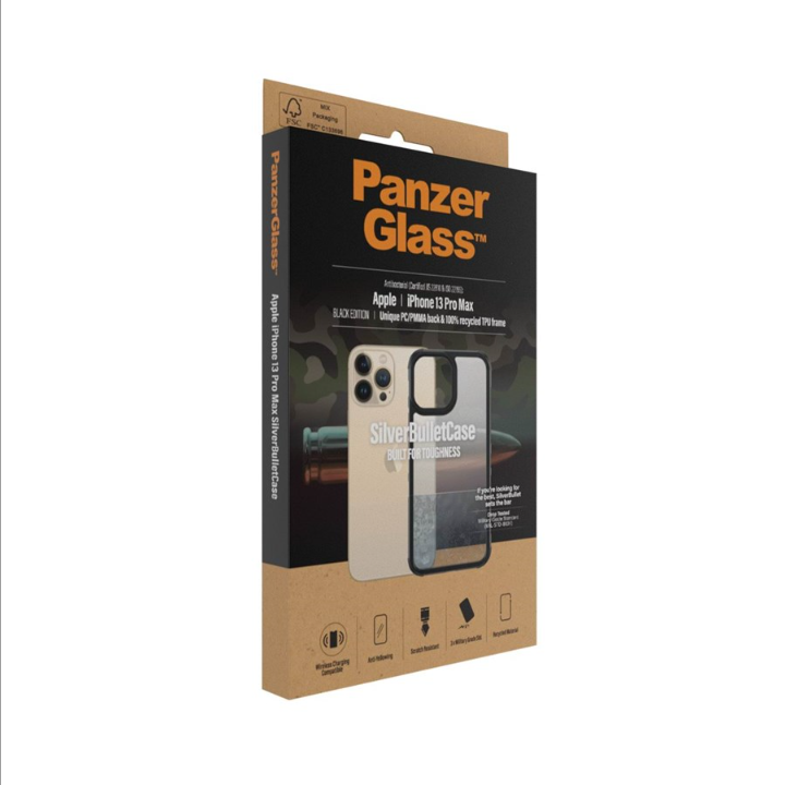 PanzerGlass Apple iPhone 13 Pro Max 抗菌大容量透明保护壳 - 黑色