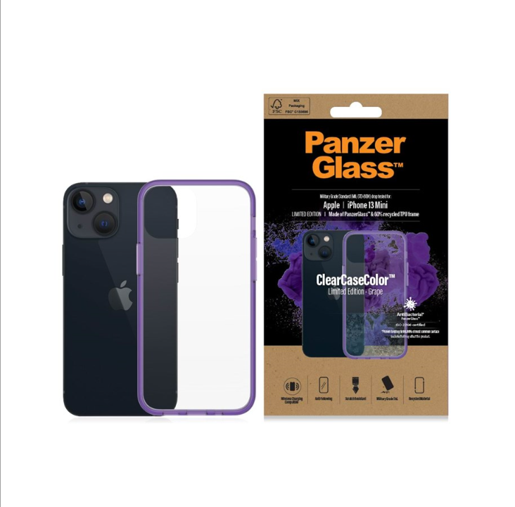 PanzerGlass Apple iPhone 13 mini 抗菌透明保护壳 - 葡萄色