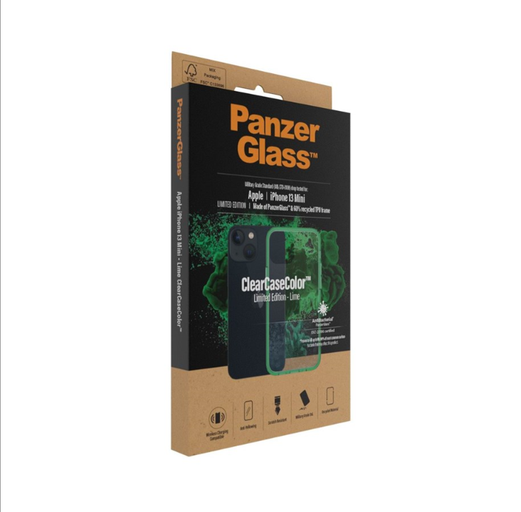 PanzerGlass Apple iPhone 13 mini 抗菌透明保护壳 - 青绿色