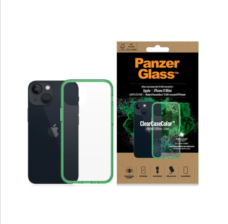 PanzerGlass Apple iPhone 13 mini 抗菌透明保护壳 - 青绿色