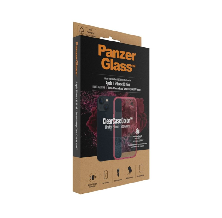 PanzerGlass Apple iPhone 13 mini 抗菌透明保护壳 - 草莓色