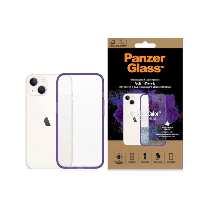 PanzerGlass Apple iPhone 13 抗菌透明保护壳 - 葡萄色