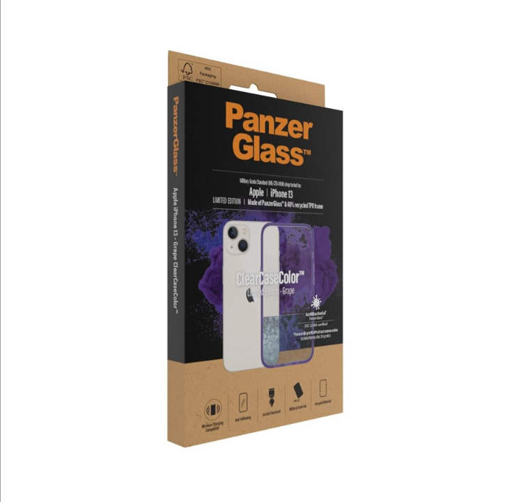 PanzerGlass Apple iPhone 13 抗菌透明保护壳 - 葡萄色
