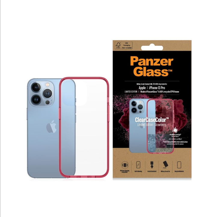 PanzerGlass 苹果 iPhone 13 Pro 抗菌透明保护壳 - 草莓色