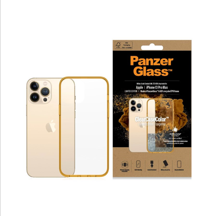 PanzerGlass Apple iPhone 13 Pro Max 抗菌透明保护壳 - 橘子色