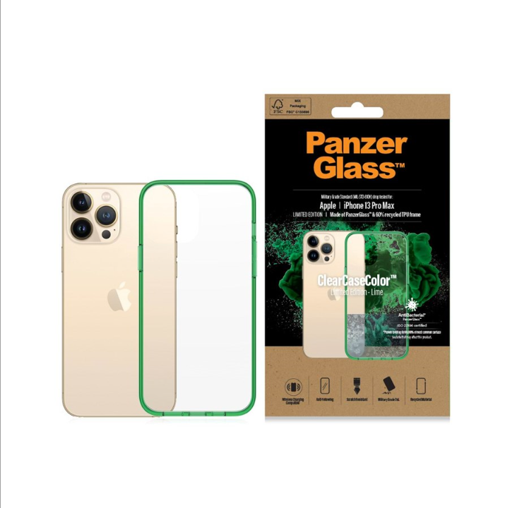 PanzerGlass Apple iPhone 13 Pro Max 抗菌透明保护壳 - 青绿色