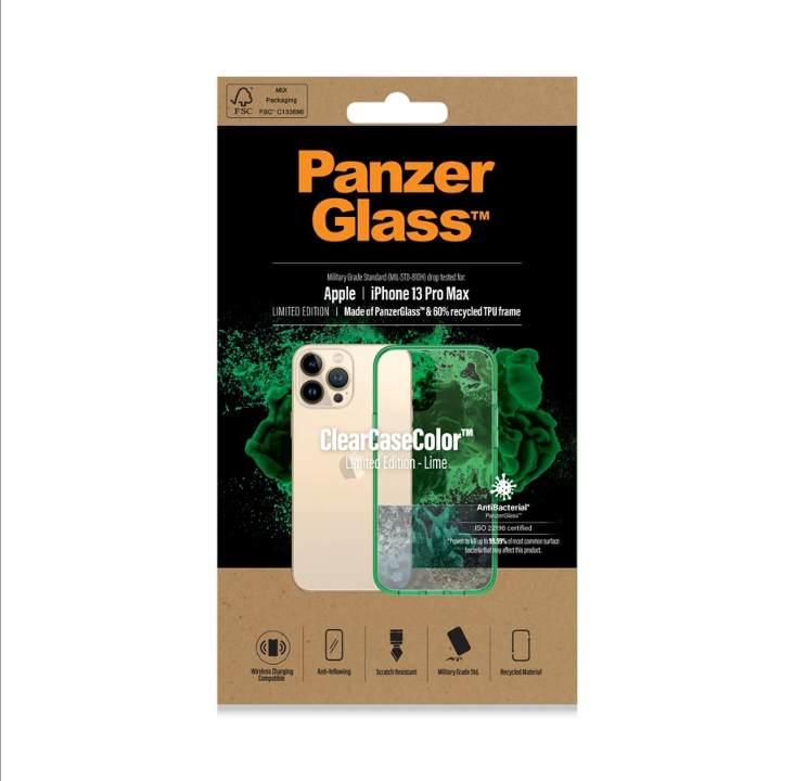 PanzerGlass Apple iPhone 13 Pro Max 抗菌透明保护壳 - 青绿色