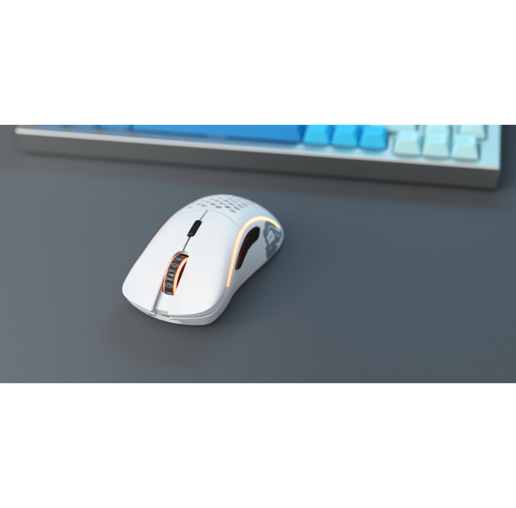 Glorious Model D Wireless - Matte White - Gaming mouse - Optic - 6 buttons - White with RGB light *DEMO*