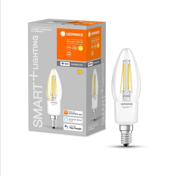 LEDVANCE SMART+ candle 40W/827 clear filament E14 WiFi
