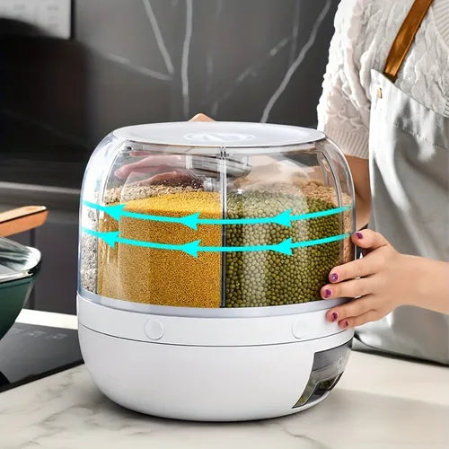 1PC Rotating Food Dispenser, Household 3.5 Kg Rice Barrel, Cereal Jar, Divided Sealed Cans, Food-grade Rice Tank, Kitchen Supplies