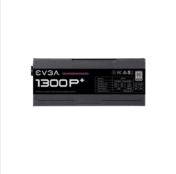 EVGA SuperNOVA 1300 P+ power supply - 1300 Watt - 135 mm - 80 Plus Platinum certificate