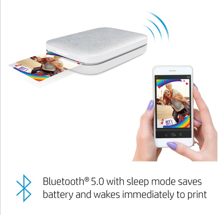 HP Sprocket Luna 移动照片打印机 白色 - 彩色