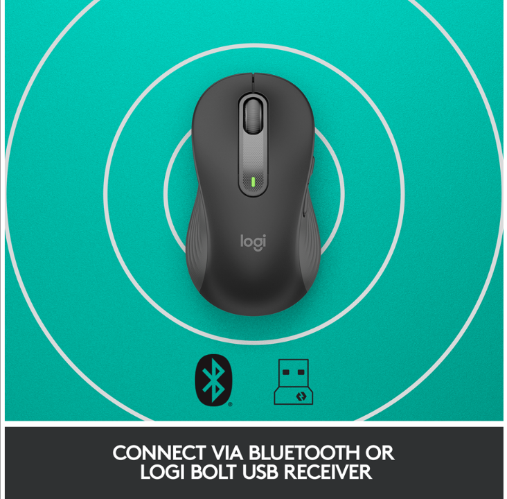 Logitech Signature M650 Large Wireless Graphite (Left Handed) - Mouse - Optic - 5 Buttons - Black