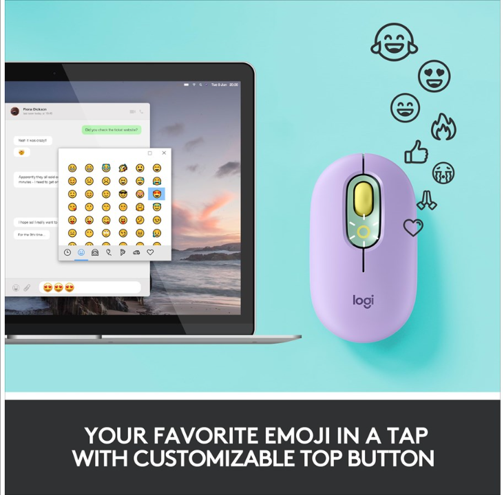 Logitech POP Mouse - Daydream Mint - Mouse - Optic - 4 buttons - Purple
