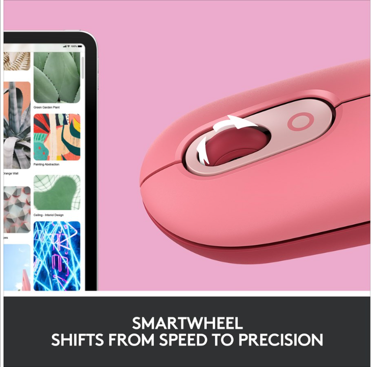 Logitech POP Mouse - Heartbreaker Rose - Mouse - Optic - 4 buttons - Red