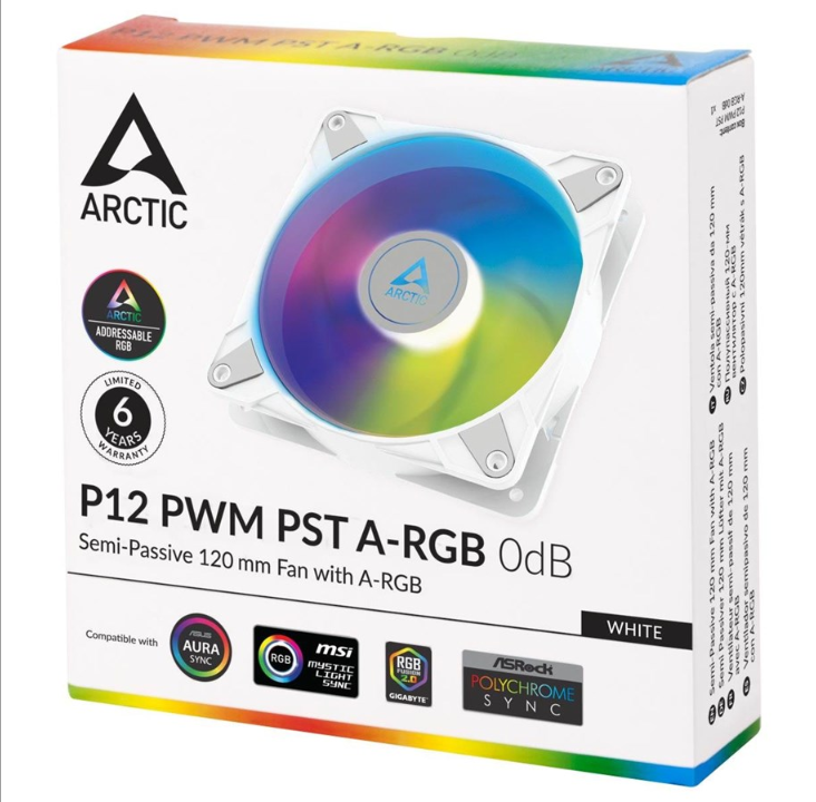 Arctic P12 PWM PST A-RGB - Chassis fan - 120mm - White with RGB light - 24 dBA