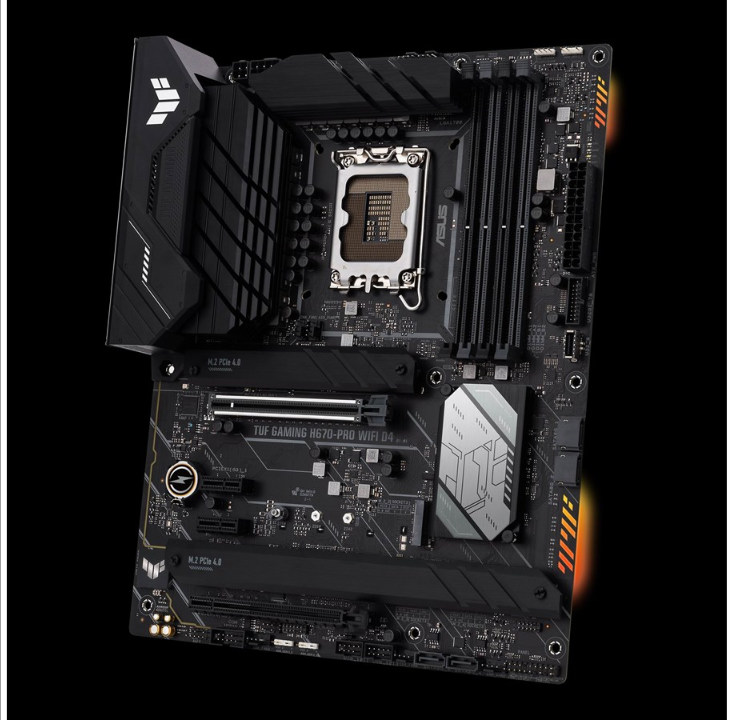 ASUS TUF GAMING H670-PRO WIFI D4 Motherboard - Intel H670 - Intel LGA1700 socket - DDR4 RAM - ATX