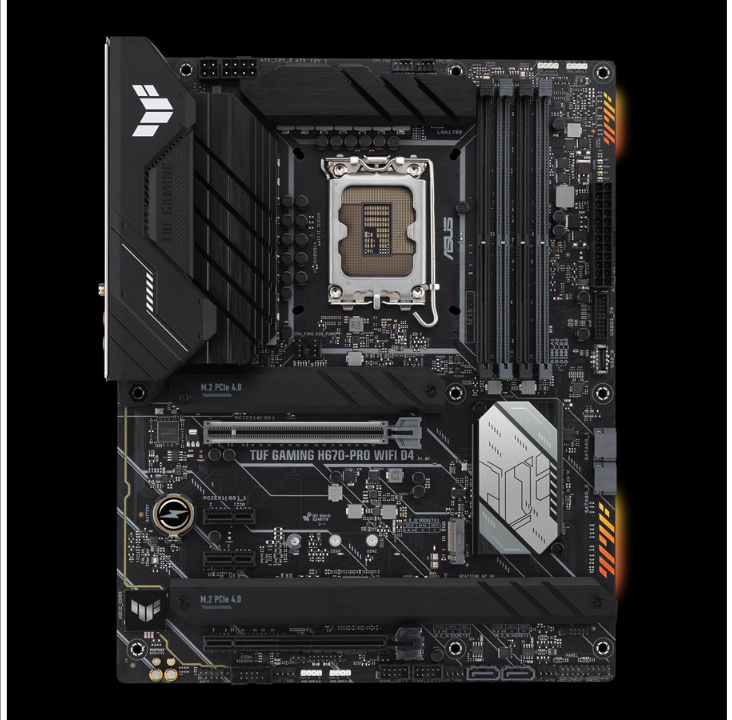 ASUS TUF GAMING H670-PRO WIFI D4 Motherboard - Intel H670 - Intel LGA1700 socket - DDR4 RAM - ATX
