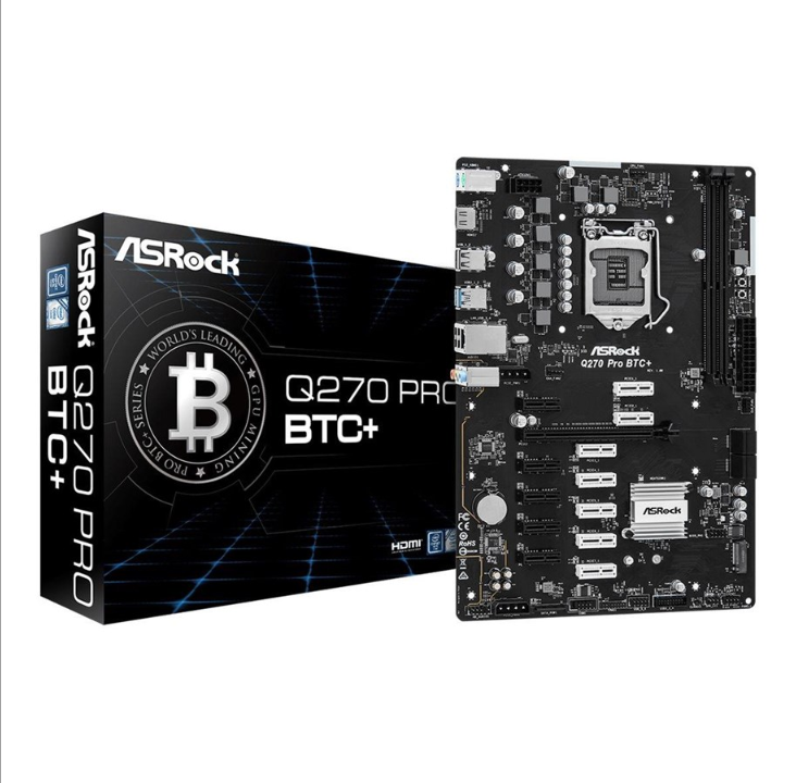 ASRock Q270 Pro BTC+ Motherboard - Intel Q270 - Intel LGA1151 socket - DDR4 RAM - ATX