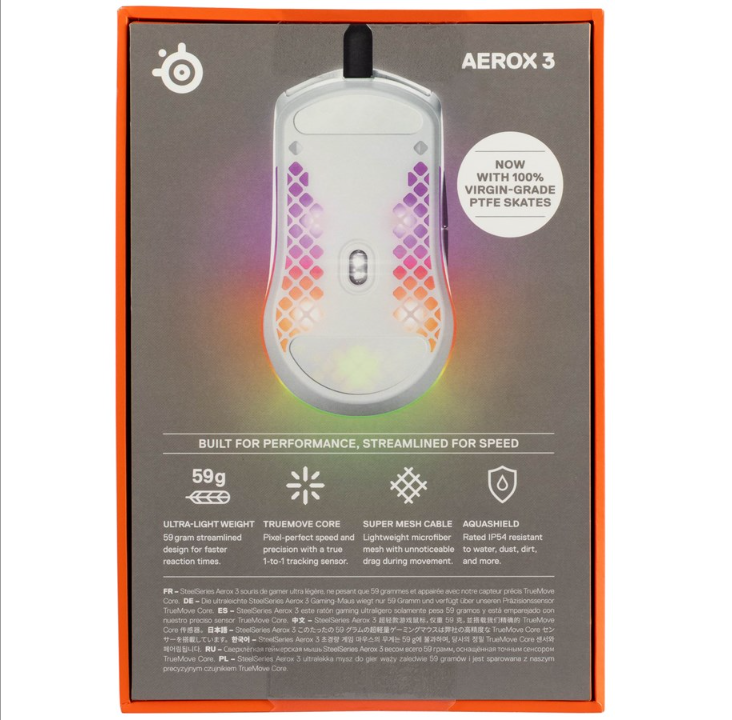 SteelSeries Aerox 3 2022 - Snow - Mouse - Optic - 6 buttons - White