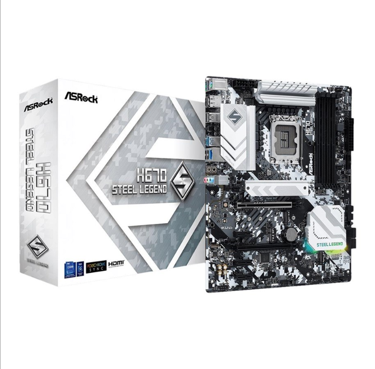 ASRock H670 Steel Legend Motherboard - Intel H670 - Intel LGA1700 socket - DDR4 RAM - ATX