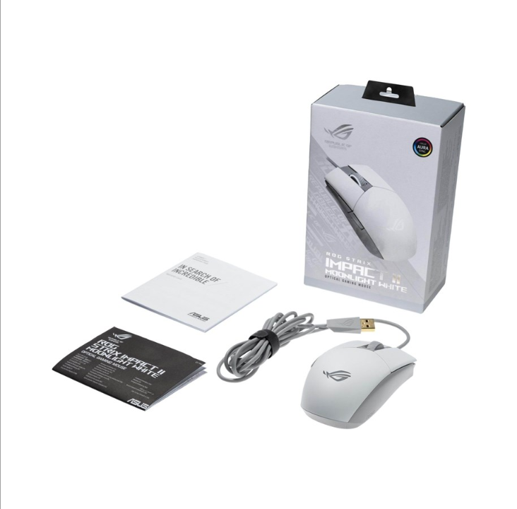 ASUS ROG Strix Impact II Moonlight White - Gaming mouse - Optic - 5 buttons - White with green light
