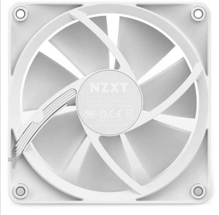 NZXT F120 RGB - White - Chassis fan - 120mm - White with RGB light - 28 dBA