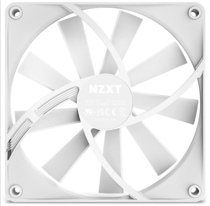 NZXT F140Q Quiet Airflow - White - Chassis fan - 140mm - White - 23 dBA