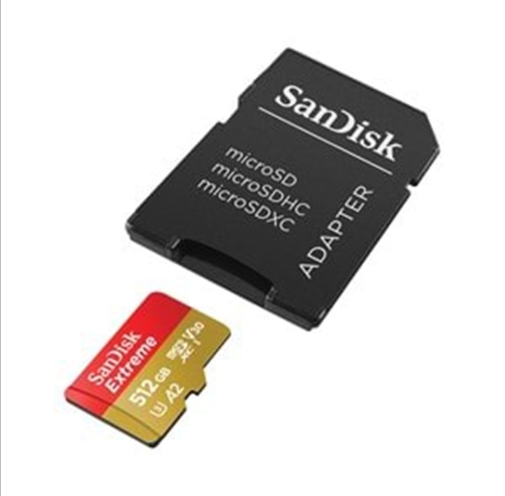 بطاقة SanDisk Extreme MicroSD/SD - بسرعة 190 ميجابايت/ثانية - 512 جيجابايت