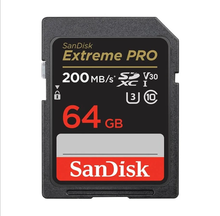 بطاقة SanDisk Extreme PRO SD - 200 ميجابايت/ثانية - 64 جيجابايت