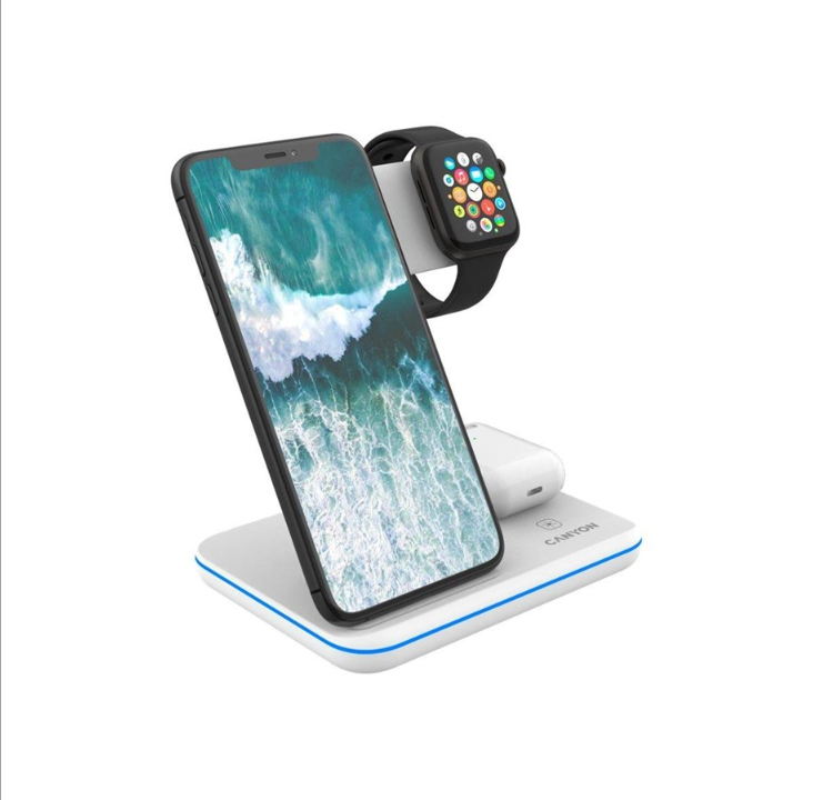 Canyon WS-303 wireless charging stand - 3-in-1 - 15 Watt - White