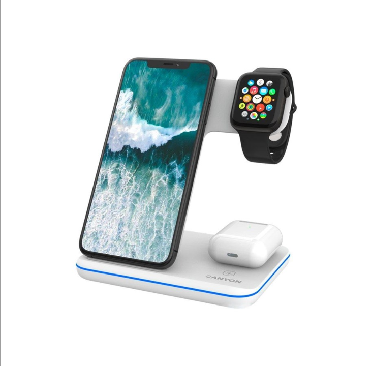 Canyon WS-303 wireless charging stand - 3-in-1 - 15 Watt - White