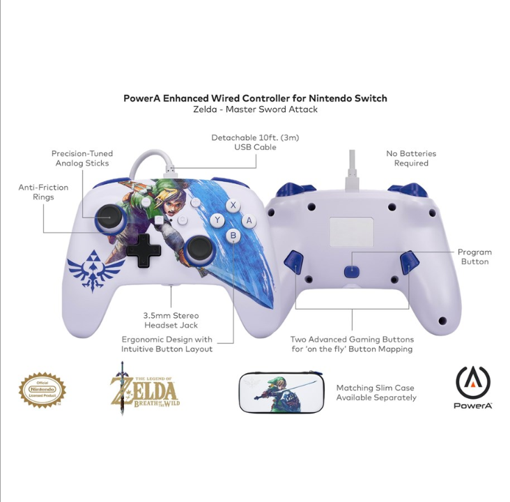 PowerA Enhanced Wired Controller for Nintendo Switch - Master Sword Attack - Gamepad - Nintendo Switch