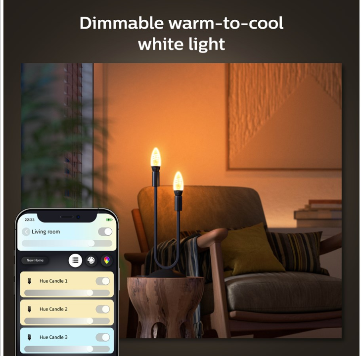 Philips Hue White Ambiance Filament E14 Candle 1-Pack