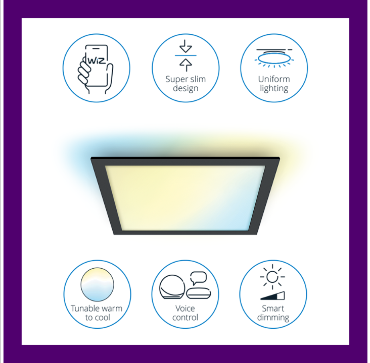 لوحة سقف WiZ SQ12W - أسود
