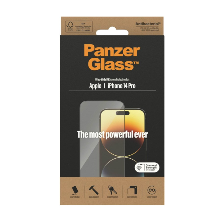 PanzerGlass Screen Protector Apple iPhone 14 Pro | Ultra Wide Fit