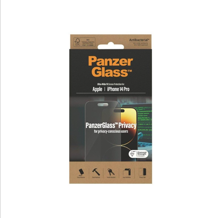 PanzerGlass Privacy Screen Protector Apple iPhone 14 Pro | Ultra Wide Fit