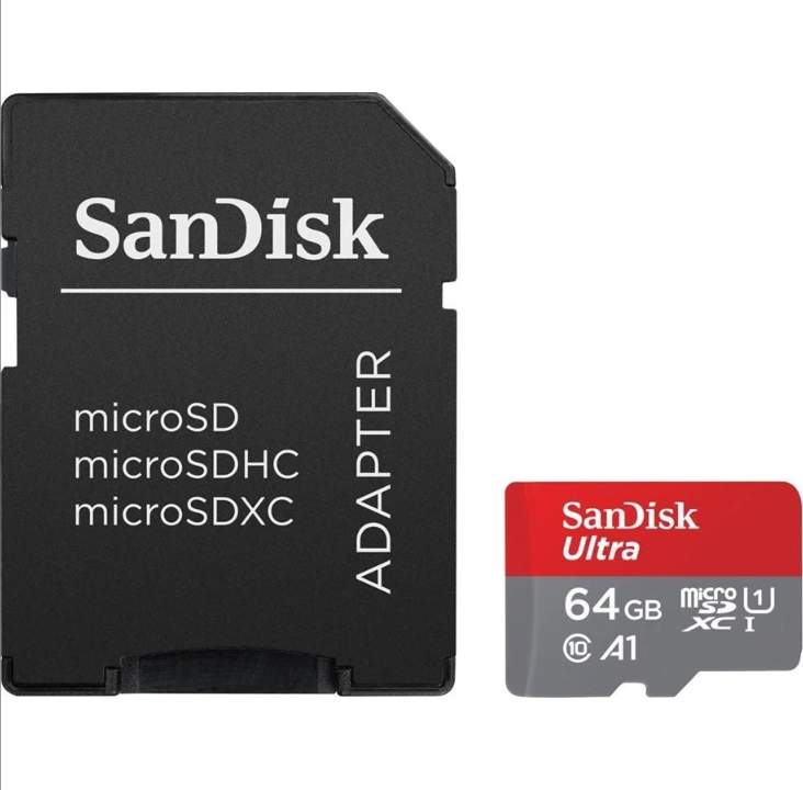 بطاقة SanDisk Ultra microSD/SD - بسرعة 140 ميجابايت/ثانية - 64 جيجابايت
