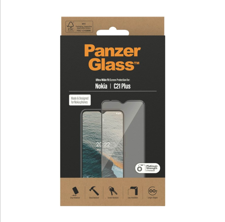 PanzerGlass Screen Protector Nokia C21+ | Ultra Wide Fit