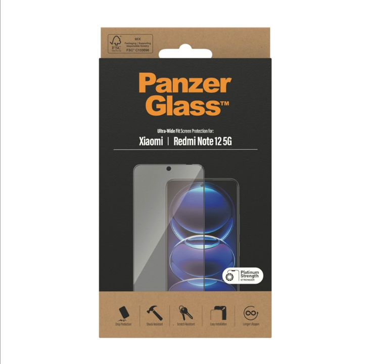 PanzerGlass Screen Protector Xiaomi Redmi Note 12 5G | Ultra Wide Fit