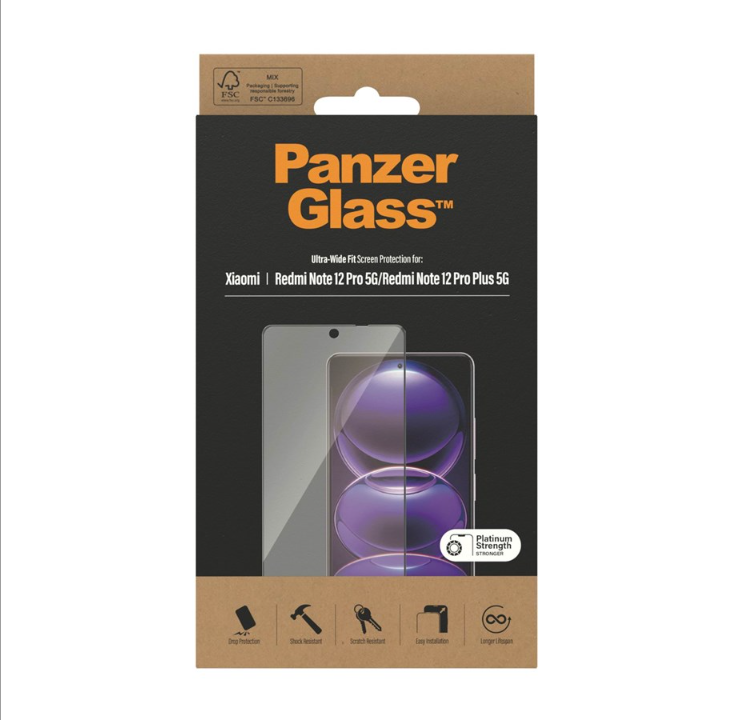 PanzerGlass Screen Protector Xiaomi Redmi Note 12 Pro | 12 Pro Plus | Ultra Wide Fit