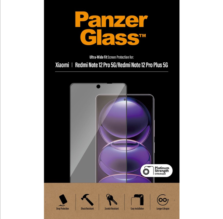 PanzerGlass Screen Protector Xiaomi Redmi Note 12 Pro | 12 Pro Plus | Ultra Wide Fit