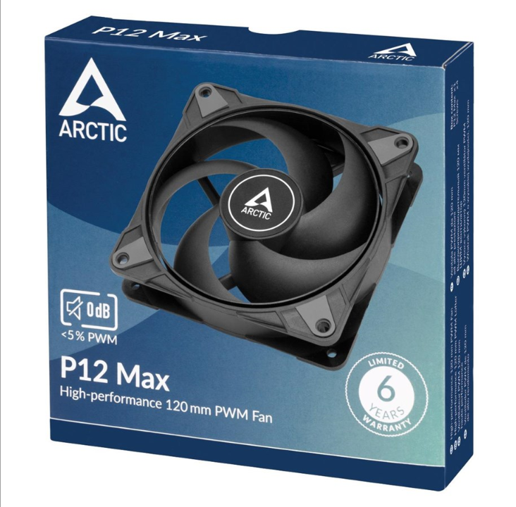 Arctic P12 Max - Chassis fan - 120mm - Black - 26 dBA